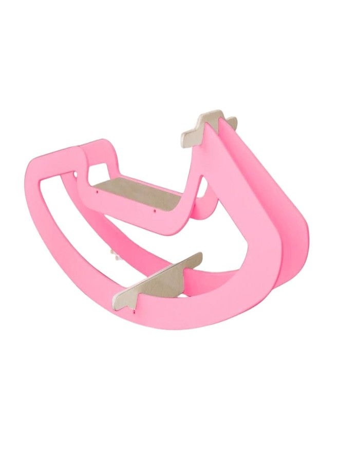 Keebori DIY Wooden Rocking Horse for Kids, Wooden Rocking Chair, Rocking Toys for Babies, Children's Playground Toy, Suitable for Age Under 12 Years (Pink) - Image 1
